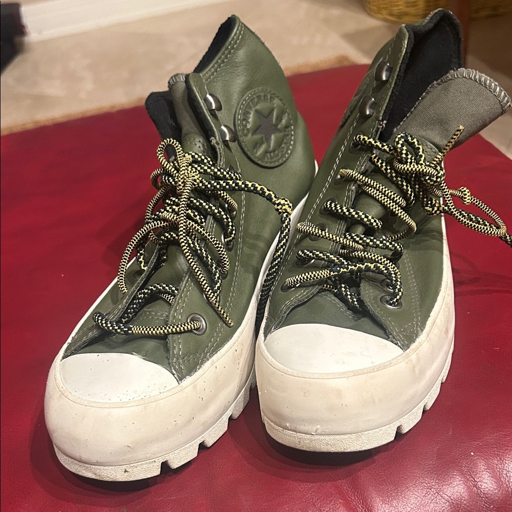 Converse Olive High-Tops with White Accents Women's SZ 8.5